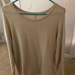 Long sleeve, plain cream colored shirt